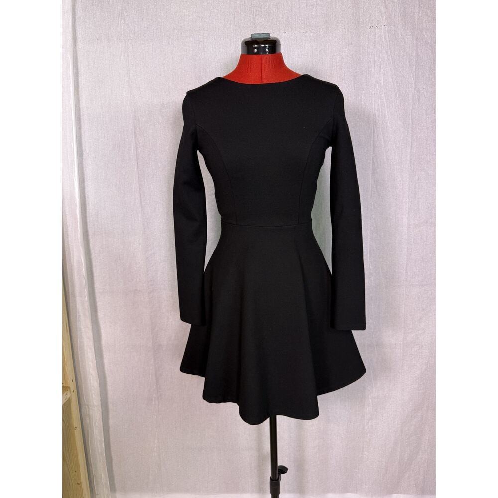 Lulus Women's Black Long Sleeve Midi Dress Rayon Blend Size XS D494